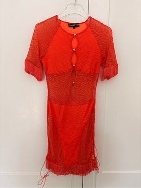 Gary Wood Orange Cutout Mini Dress